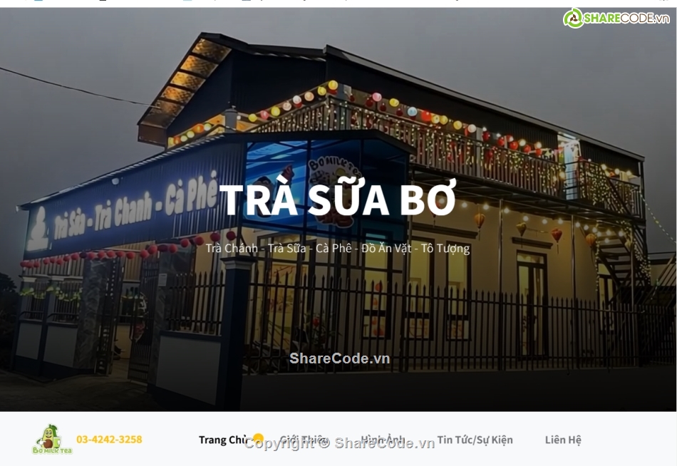 quán trà sữa,quán cà phê web,home page